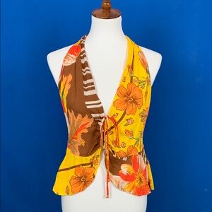Free People Floral Halter Top with Tie Front